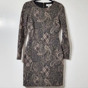 Belle Badgley Mischka Brown and Black with Gold Threading Dress Size 4